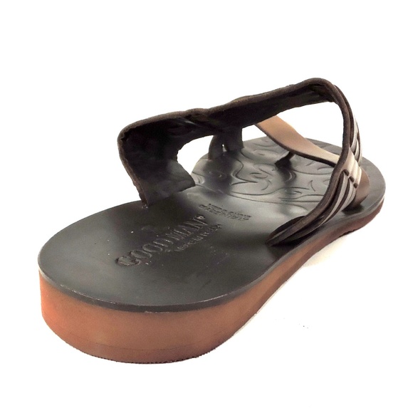GOODMAN ?? MEN\'S BROWN LEATHER COMFORT FLAT SUMMER SANDALS main image 4